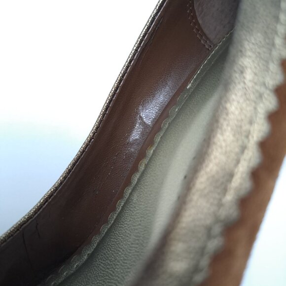 Franco Sarto L-BLESS Womens Peep Toe Heels 8.5 M Leather Brown Suede - Picture 16 of 16